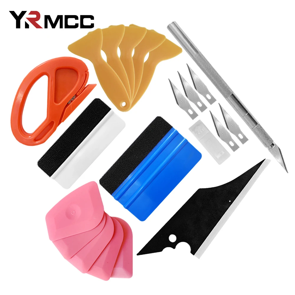 

Squeegee Vinyl Wrap Kit Tools Car Film Plastic Scraper Utility Knife Felt Car Tint Installation Tool Nano Tape Heat Shrink Tube