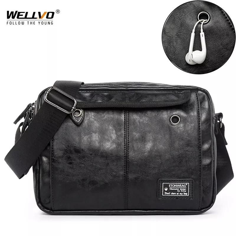 Sac messager en cuir PU pour homme, sac à bandoulière homme, sac de voyage à bandoulière, sacs initiés aux loisirs, sac à main noir, XA/s