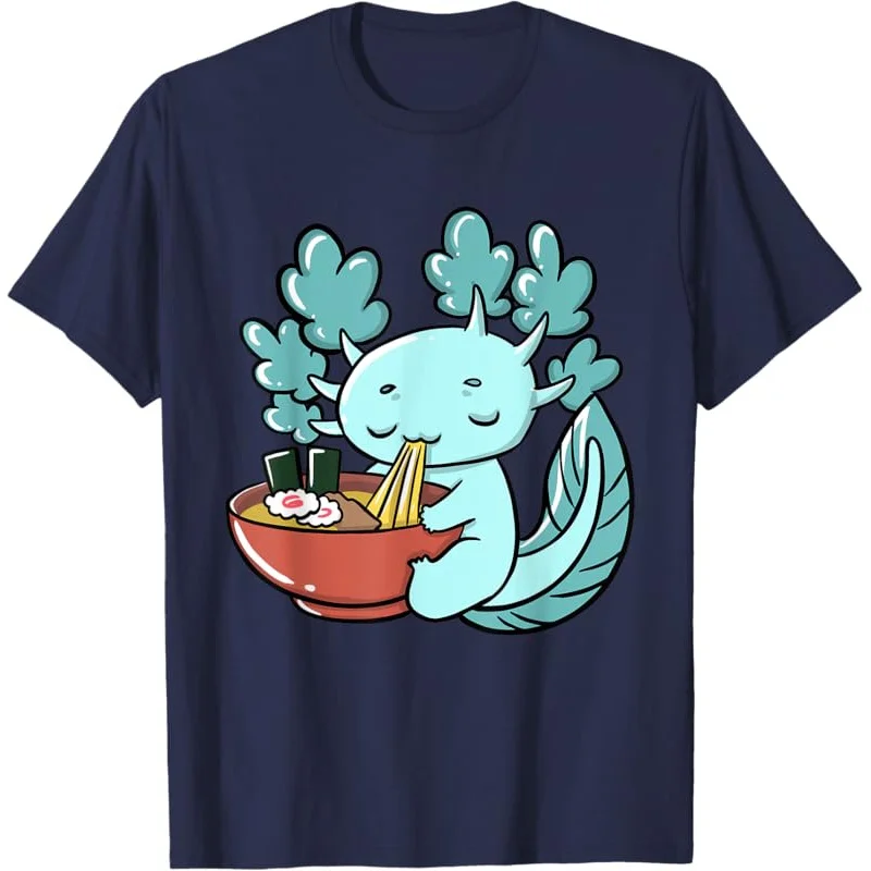 Cute Kawaii Anime Axolotl Japanese Ramen Noodles T-Shirt