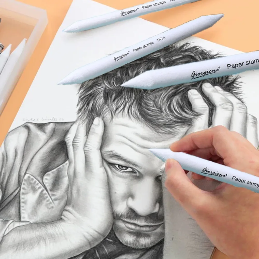 

7Pcs/Set Professional Blending Stumps Paper Art Supplies White Art Blenders Sandpaper Pencil Durable Painting