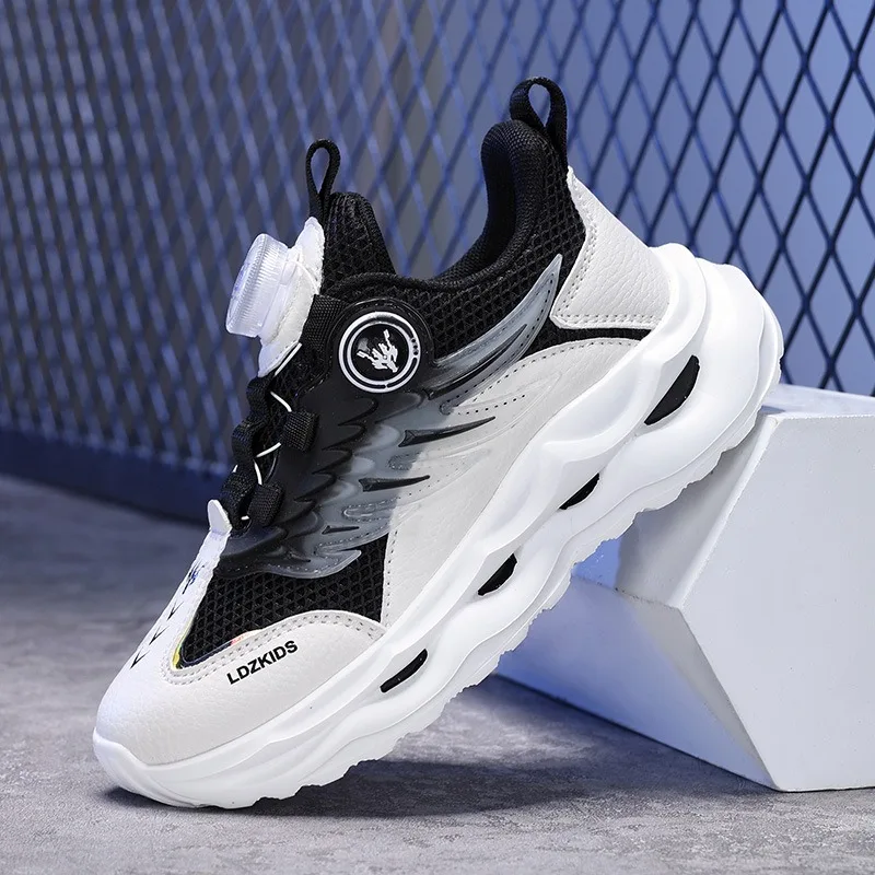 Childrens Running Shoes Rotating Buckle Mesh Breathable Walking Outdoor Sneakers Casual Sports Footwear for Kids Tennis Shoes