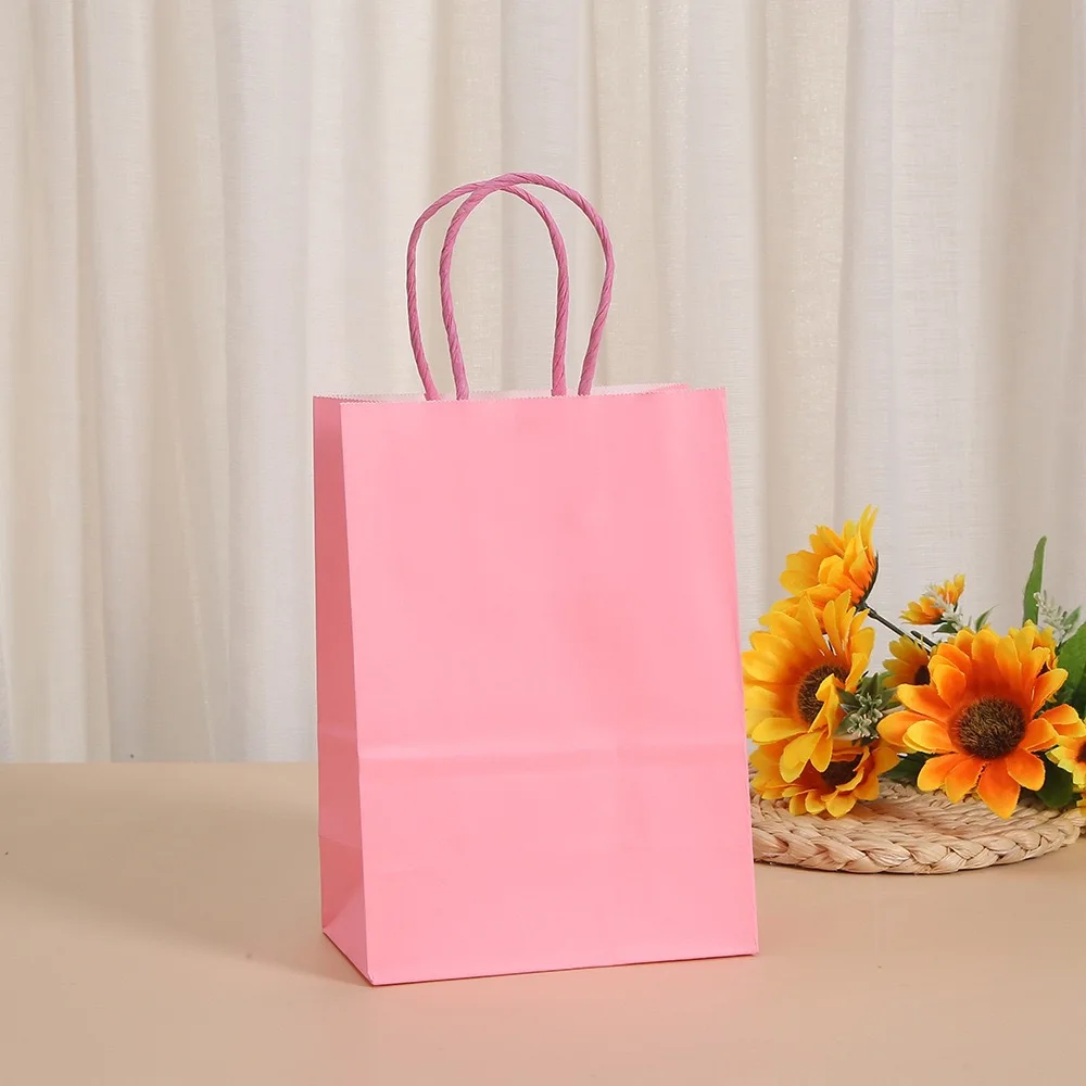 Mini Small Kraft Paper Bag with Handles Festival Gift Bag High Quality Candy Shopping Bags 300 pieces custom LOGO