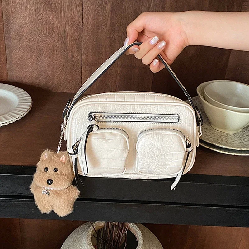 Mehrteilige Umhängetasche mit Krokodilmuster, Damen-Sling-Bag, Messenger-Bag mit Reißverschluss, einfarbige Outdoor-Handtasche – Detail 17