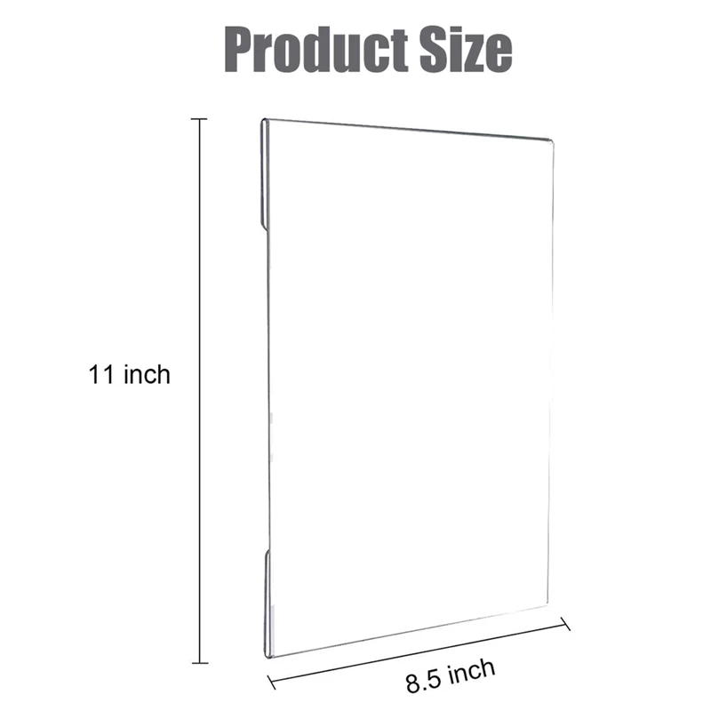 Paquete de soportes de señal con cinta adhesiva de doble cara, 8,5x11 pulgadas, transparente para pared, letrero, Memo, documento, visualización de