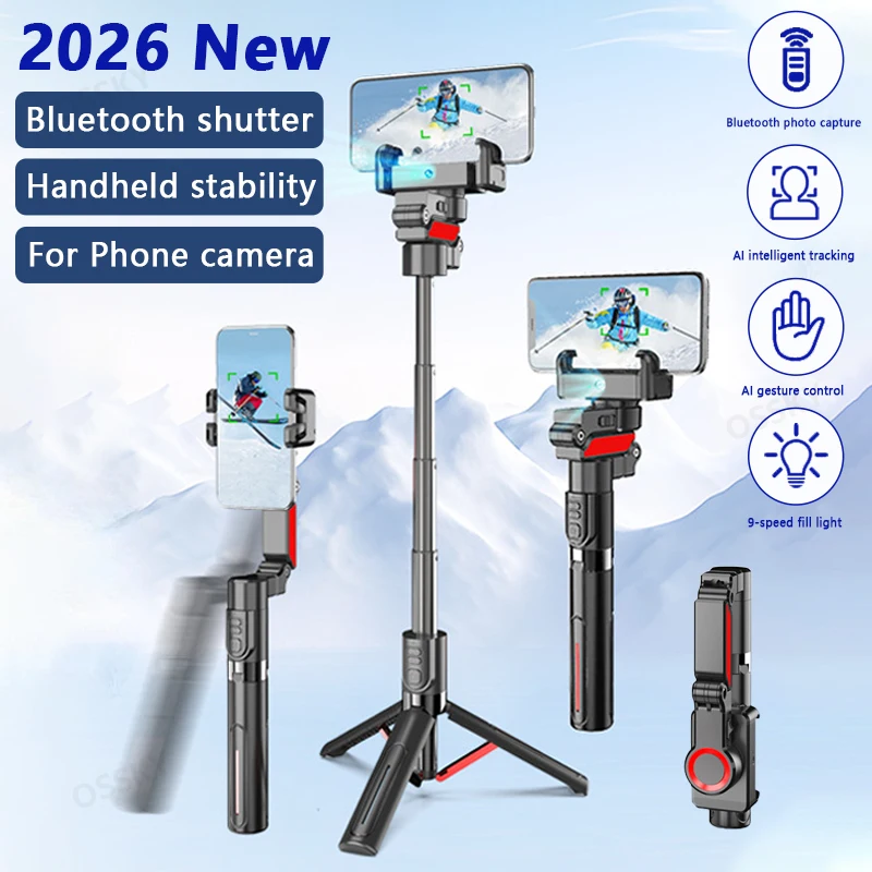 

AI Face Tracking Stabilizer 360 Auto Rotation Follow Gimbal Remote Selfie Stick Tripod Magnetic Fill Light for Phone Camera Vlog