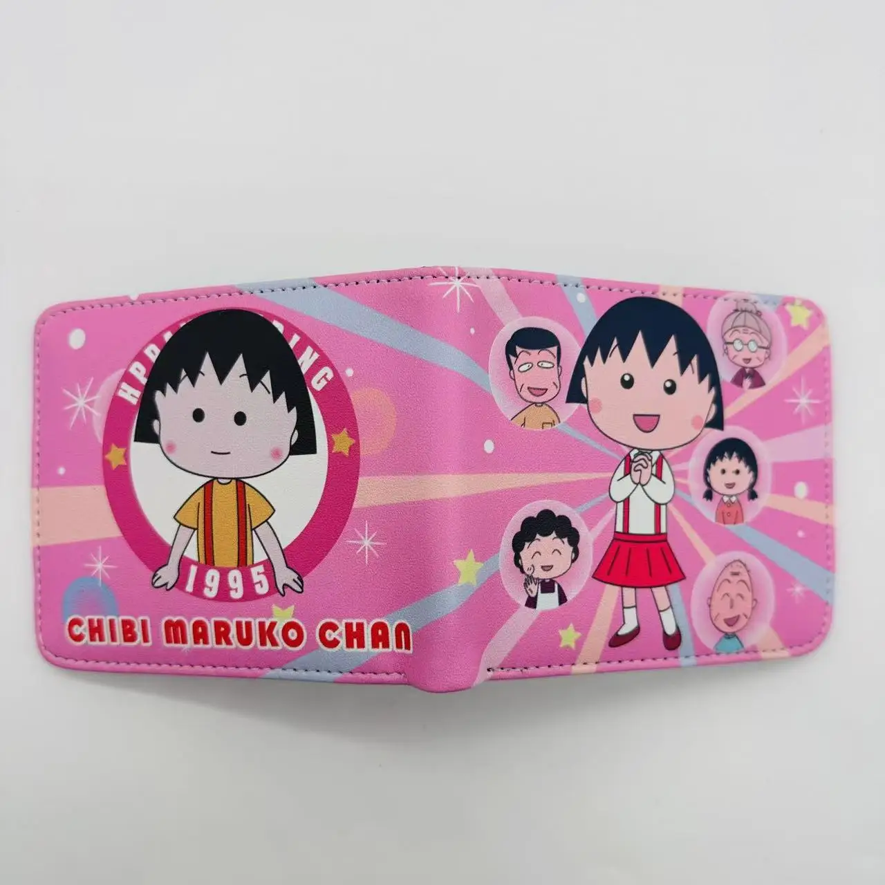 Chibi Maruko-chan 애니메이션 지갑 만화 어린이 소년 소녀 학생을위한 선물 가로 스타일 깜짝 PU 가죽 WCallet 카드 케이스