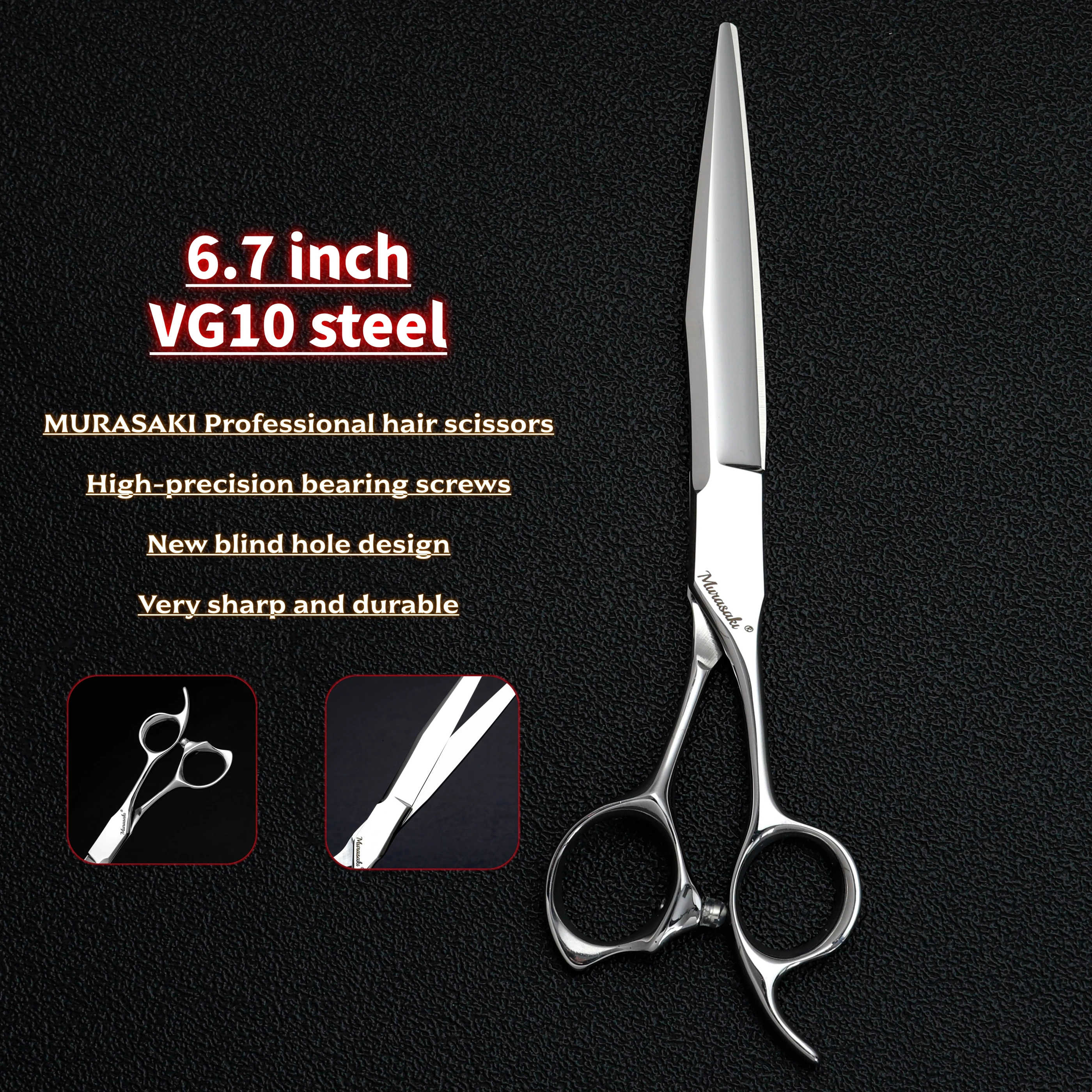 MURASAKI Professionelle Friseurschere, 6,0 bis 6,8 Zoll VG10 Stahl Haarschneideschere, Hochwertige Friseursalon-Accessoires – Detail 11