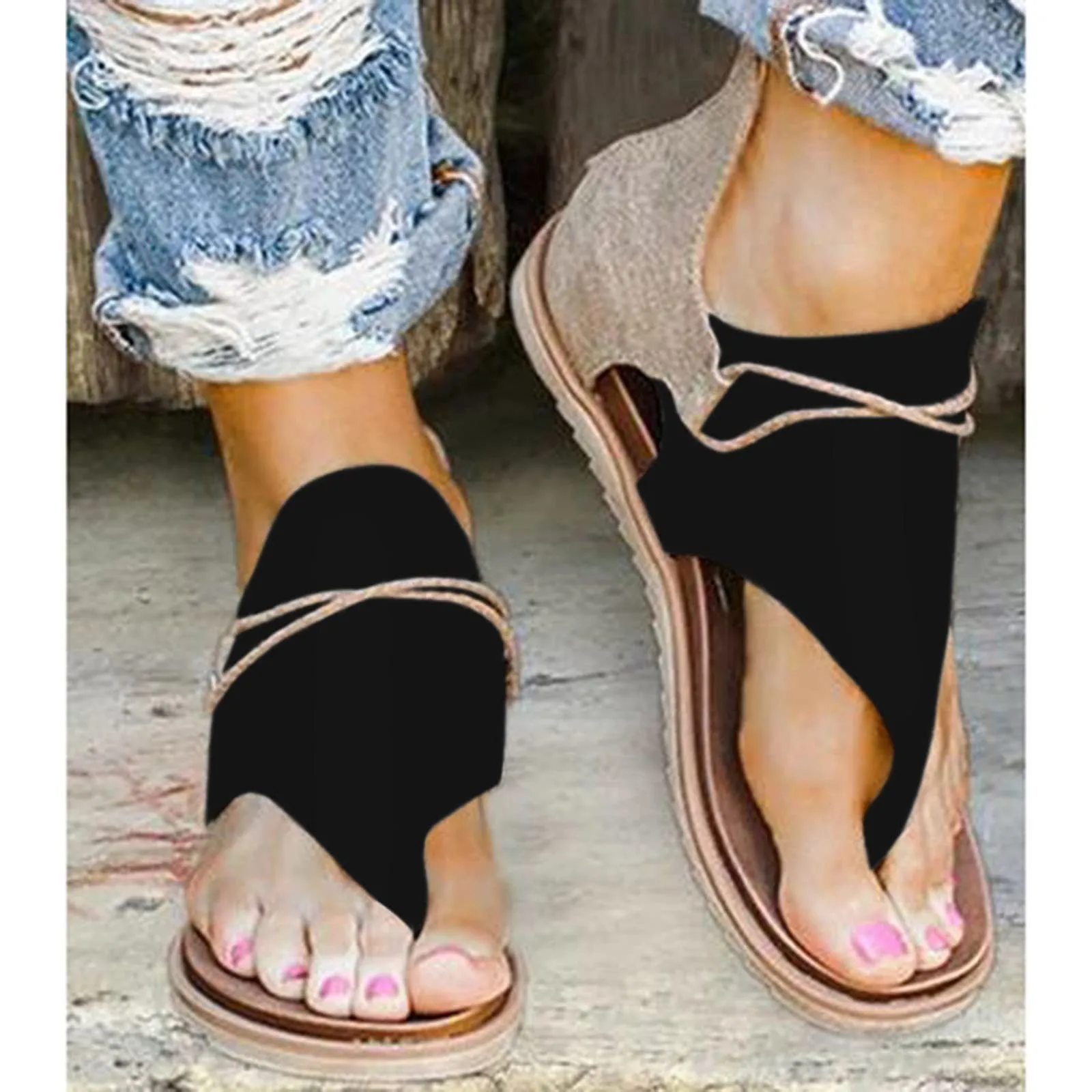 Sandali estivi da donna retrò bohémien Casual Beach T-Strap sandali aperti romani Chaussure Femme Sapatos feminininos Zapatos Mujer