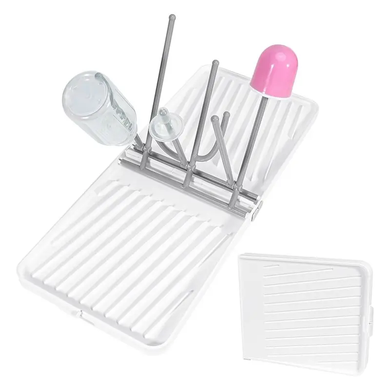 A49K-Space-Saving Baby Bottle Drying Rack With Integrated Drain And Trays For Home And Drainer For Travel Use