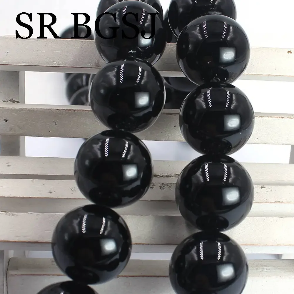 20mm Ball Round Natural Big Black Agat Onyx Loose Gems Stone DIY Beads 15\