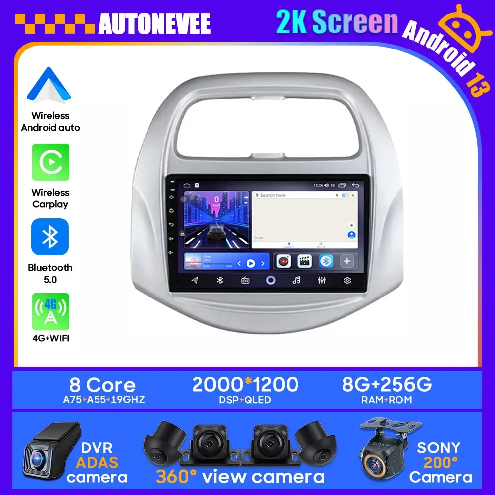 

Car For Chevrolet Spark Baic Beat Daewoo Matiz 2018-2022 GPS Navigation Android Auto Screen Carplay 4G Wifi High-performance