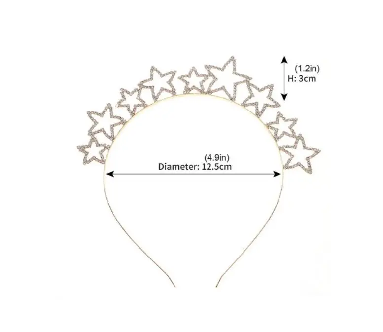 

Sparkle Rhinestone Star Headband Theme Costume Metal Hair Hoop Crystal Hairband Headpiece for Women Girls Party Decor 20pcs/Lot