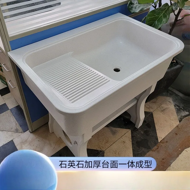 

Кварцевый камень с плоским краем, швабра для бассейна, бассейна, балкона, открытый, со стиральной доской, раковина для стирки, встроенная раковина