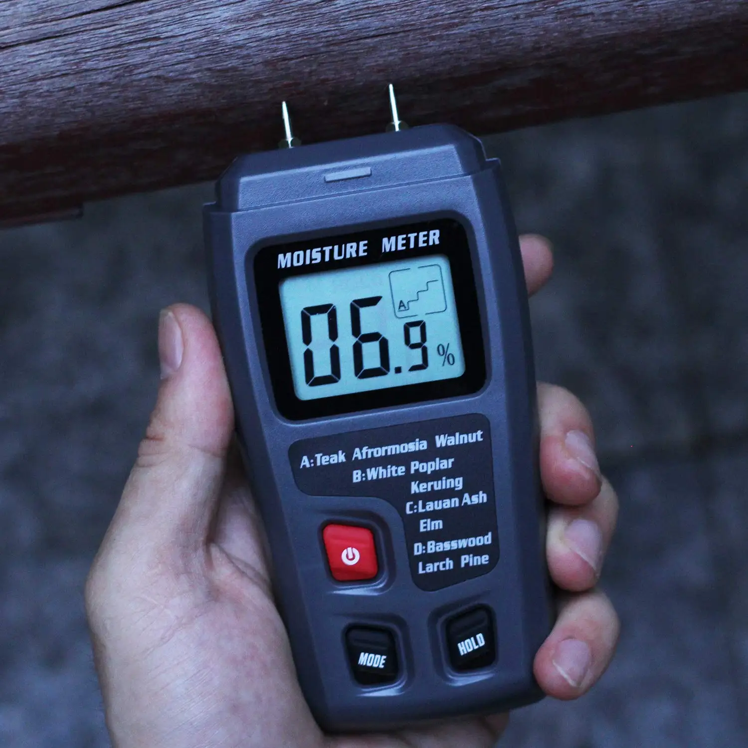 Detektor Kelembaban Kayu Higrometer, Kepadatan Pohon Digital, Penguji Kelembaban Kayu, Layar LCD Besar