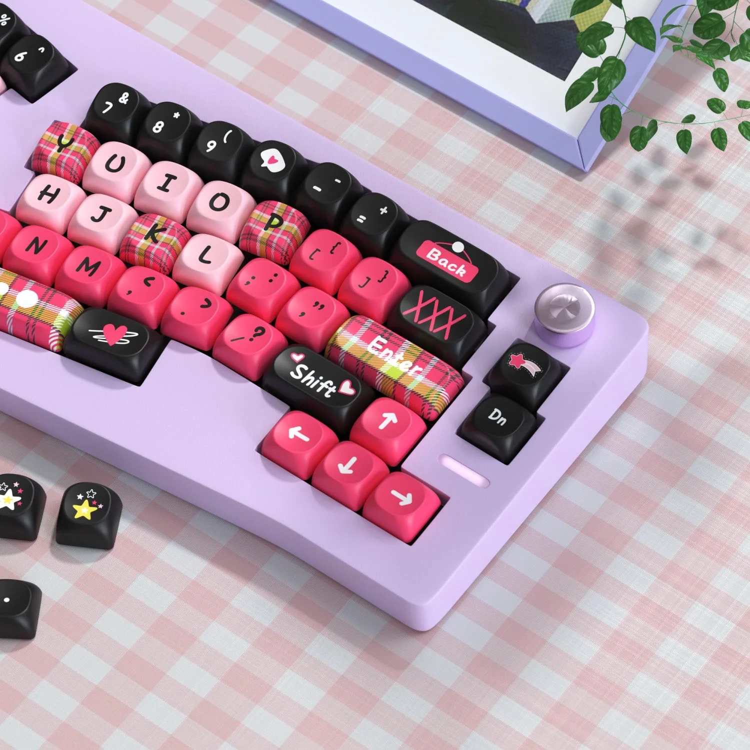 Imagem -05 - Personalizado Teclado Mecânico Caps Faça Você Mesmo Keycaps Preto Rosa Pbt Sublimação Soa Bonito 136 Chaves