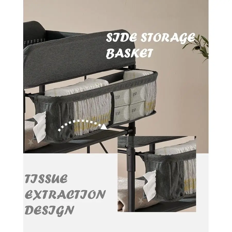 محطة تغيير الحفاضات، طاولة تغيير محمولة للطفل، مقاومة للماء، محطة تغيير محمولة قابلة للطي، ارتفاع قابل للتعديل مع أو #4