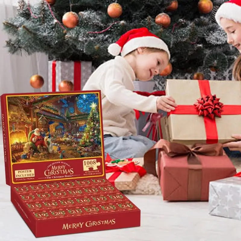 Advent Calendar Christmas Jigsaw Puzzles 24 Days Christmas Countdown Calendar Family Game Puzzle