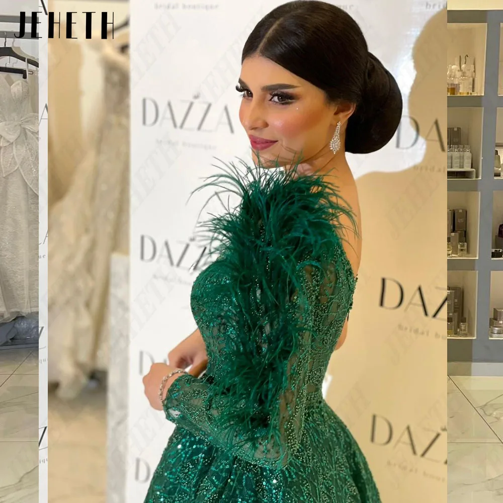 Jeheth moderne bleu marine vert robe de soirée une parole épaule V - cou robe de bal Dubaï a - ligne aGuitar Hcondamned-Robe de Soirée Moderne Vert Marine, Col en V, Bal de Promo, What Dubai, Ligne A, Tulle avec Perles