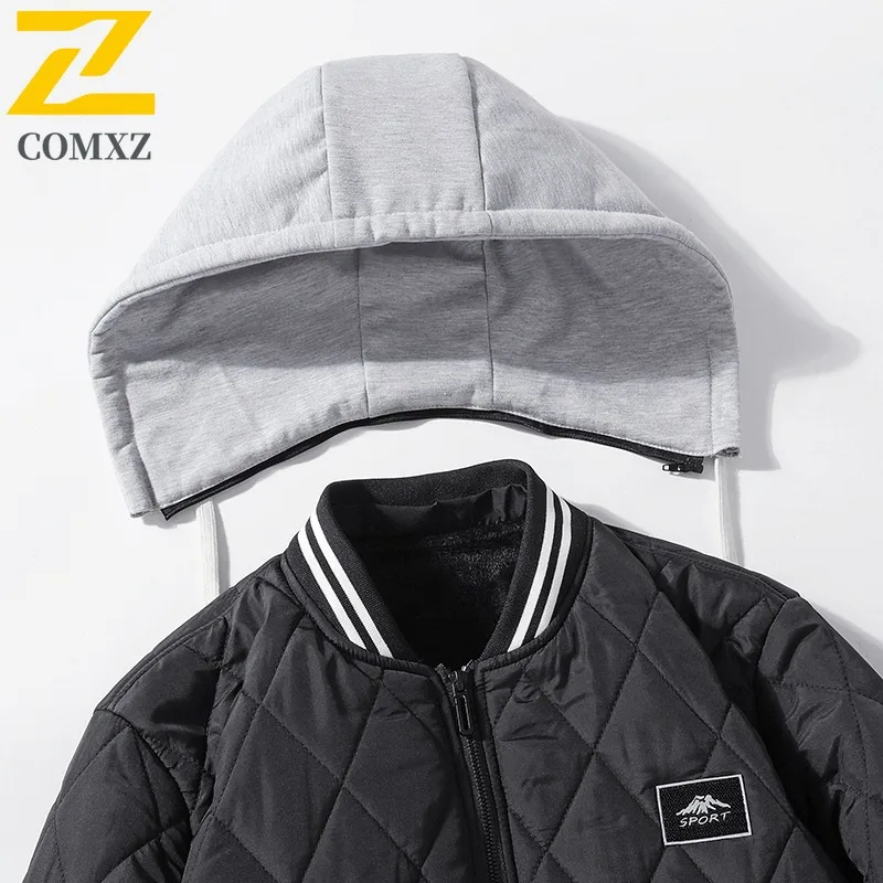 COMXZ Koreanische Mode Brot Jacke Dicke Kapuze Stilvolle Reise Gepolsterte Jacke Designer Snowy High End Winter Polsterung Herren Kleidung