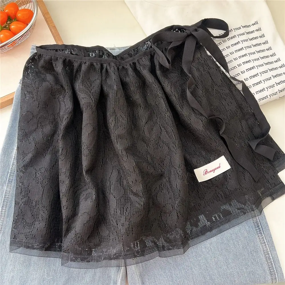 

New Polyester Fibre Half Skirts Lace Embroidery Retro Stacked Skirt Lace Up Ruffles Skirt Women