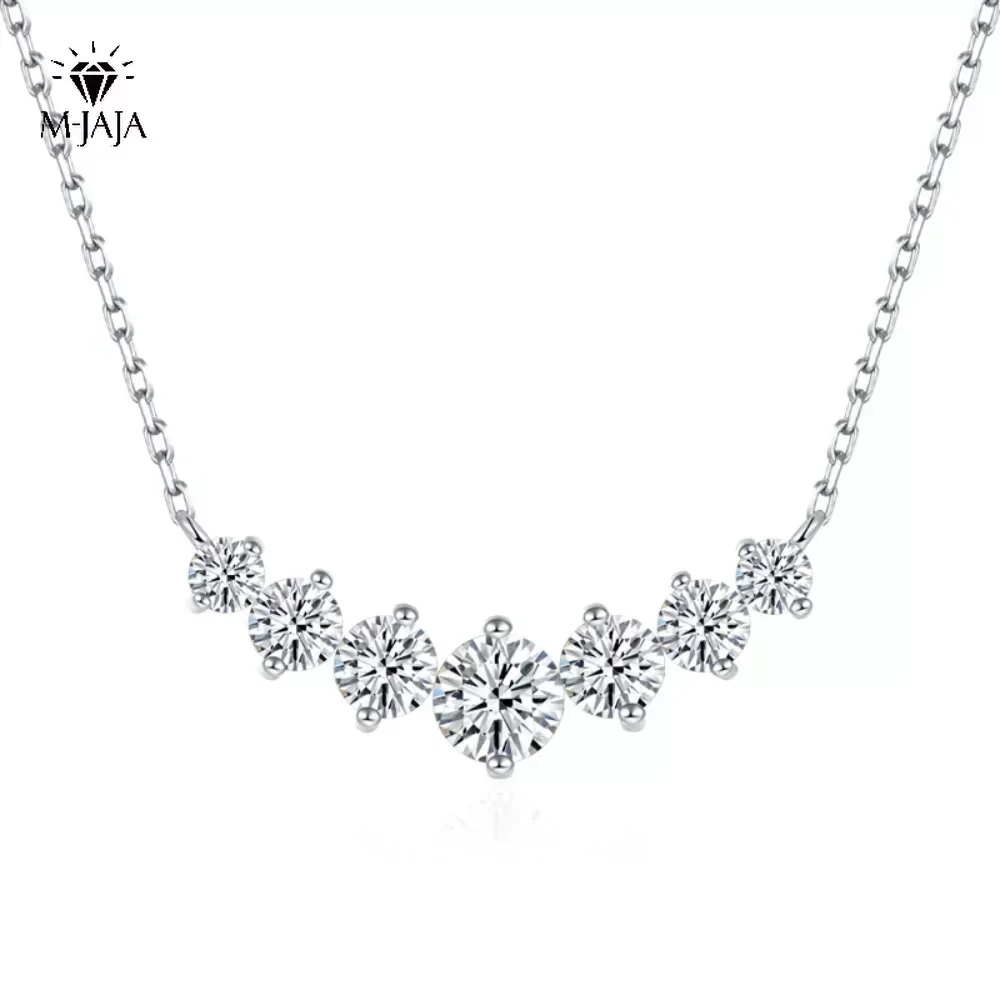 M-JAJA Collana con ciondolo sorriso Moissanite da 1,7 ct Collana girocollo con diamanti per donna Gioielleria raffinata in argento sterling S925 placcato oro