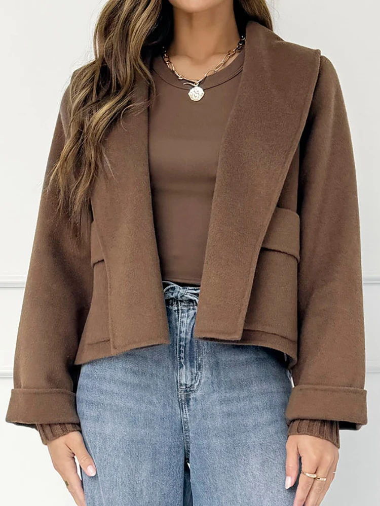 Outono inverno botão retalhos jaquetas sólidas, feminino manga longa moda simples casacos, 2025 v pescoço elegante loungewear outerwear