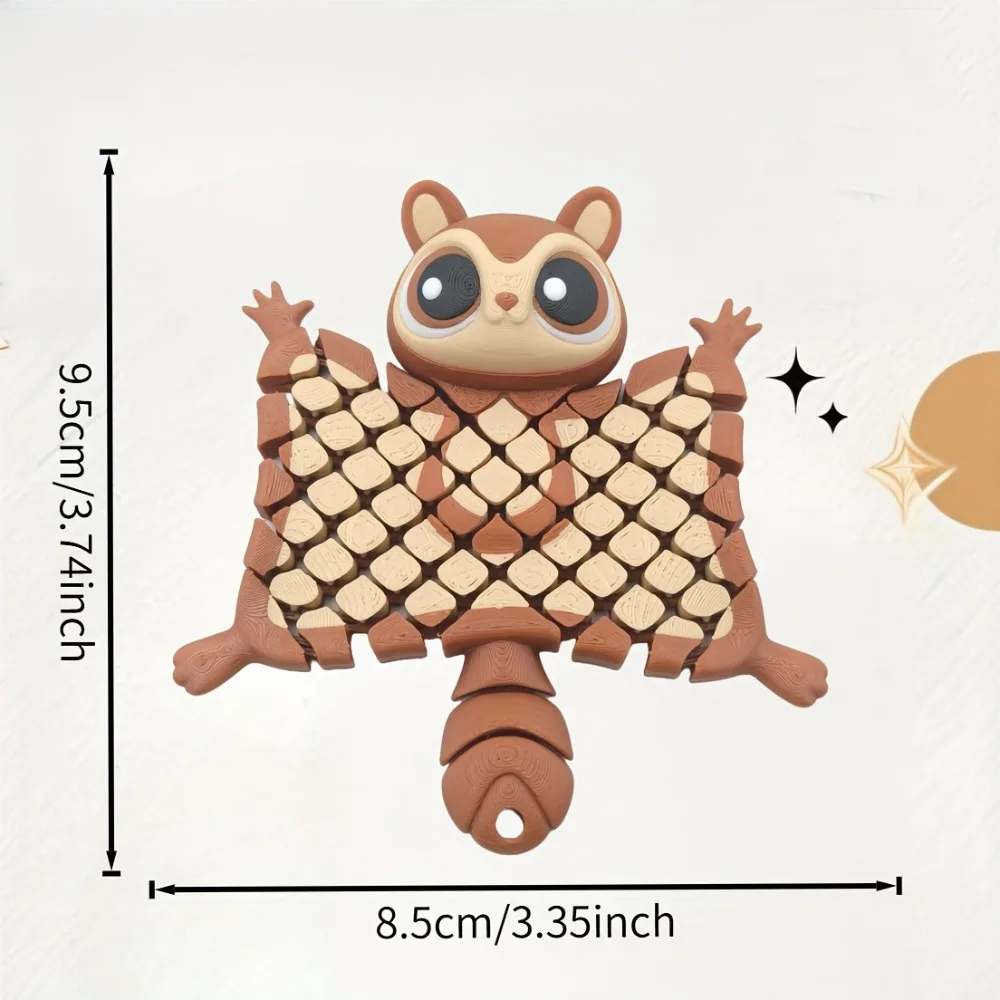 3D-Printed Flying Squirrel Flying Squirrel Figurine Bat Model Figure Fun Educational Play Stress Relief Toy for Adults Kids