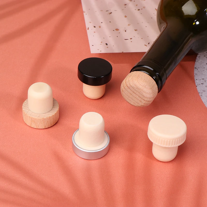 1Pc Wine Bottle Stopper Champagne Rubber Bottle Cap Cover Kitchen T-shape Bottle Sealer Plug Bar Tool Reusable Beer Cork Plug