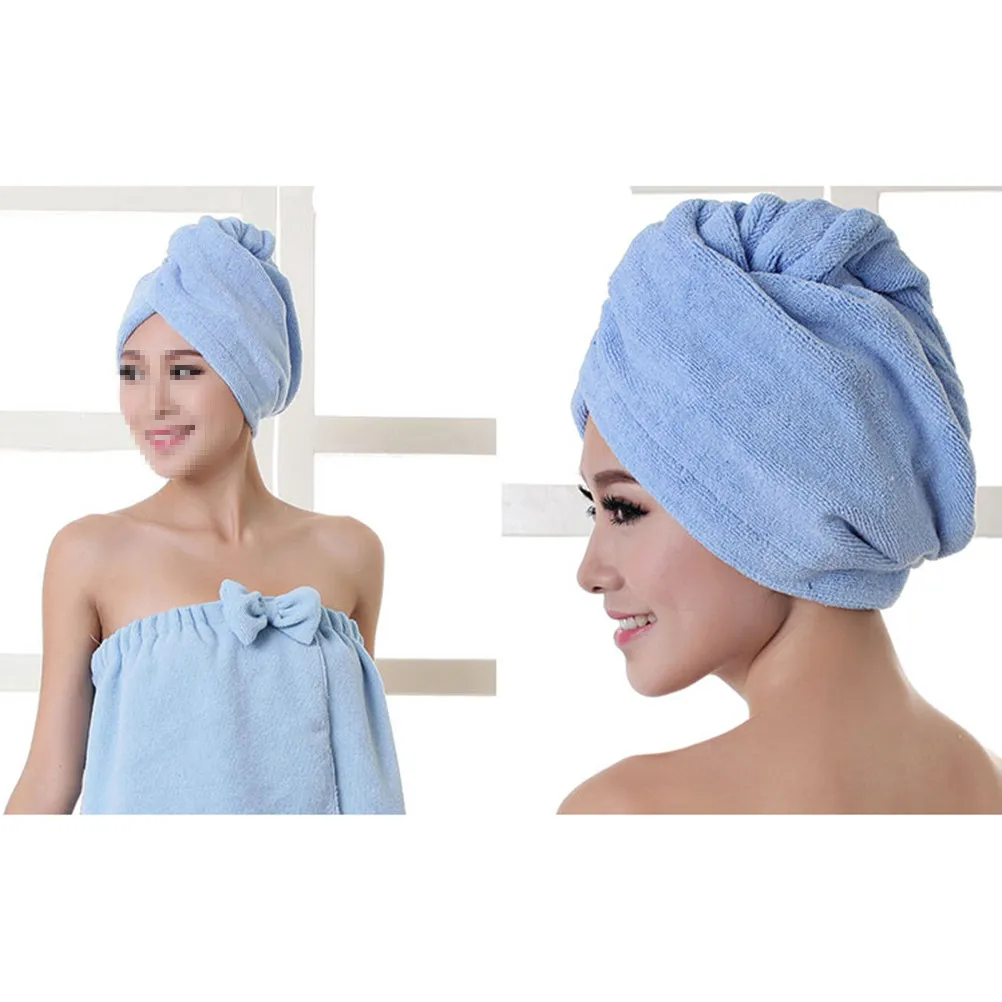 

Быстросохнущая шапочка-полотенце из микрофибры для длинных волос, мягкая и нежная для кожи головы, синяя, для сушки волос