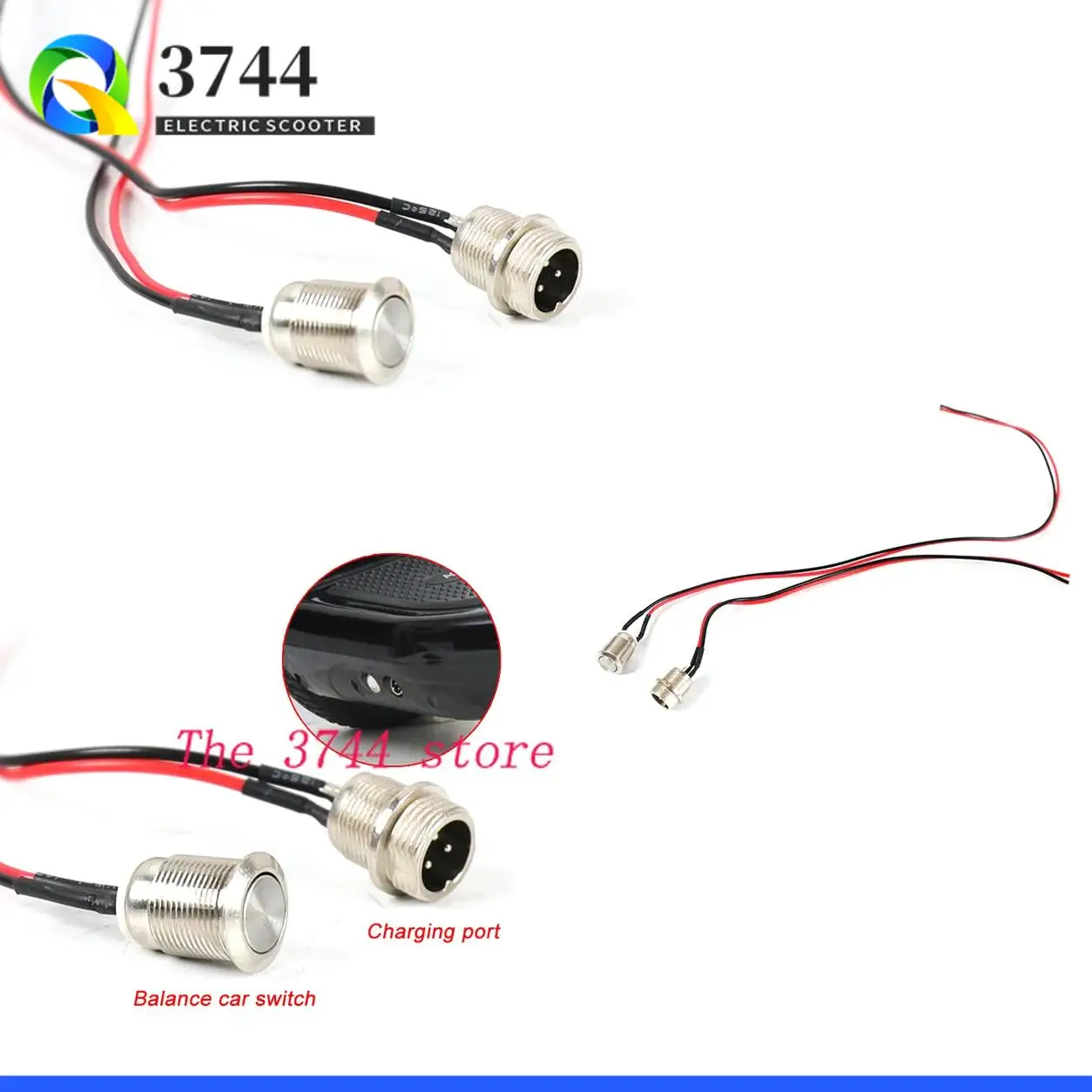 Balance car charging interface accessories parts charger three hole head  line socket switch general original button