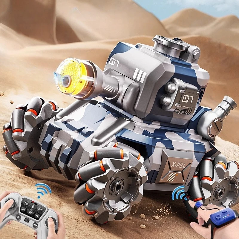 

rc tank shoot bullet 4WD stunt RC car off-road with led electronic Military Model toy usb charge kids birthday gift
