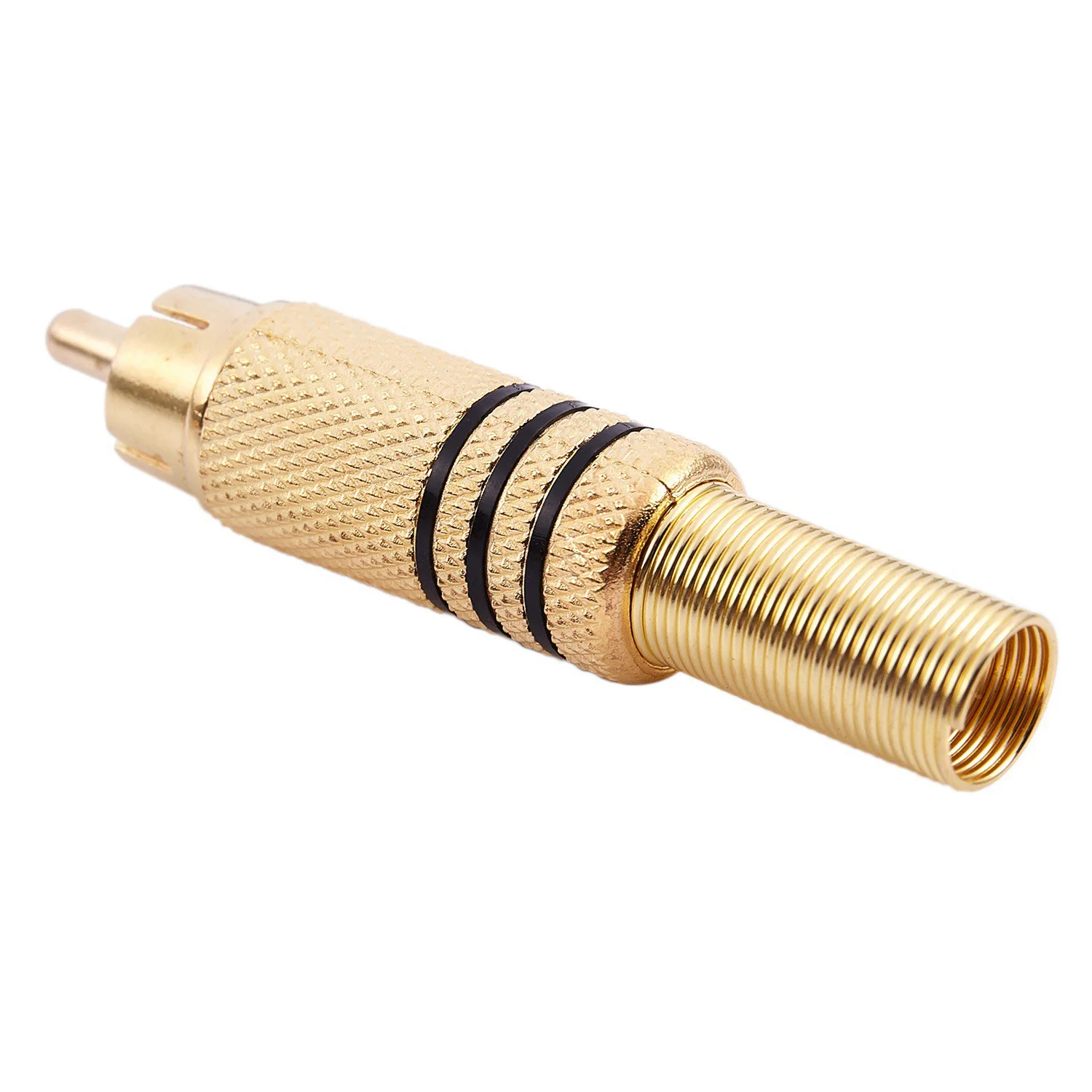 

B94A 10Pcs Gold Tone Male RCA Plug Audio Connector Metal Spring Adapter & 10 Pcs Adapter Audio Coaxial Cable Connector RCA Plug