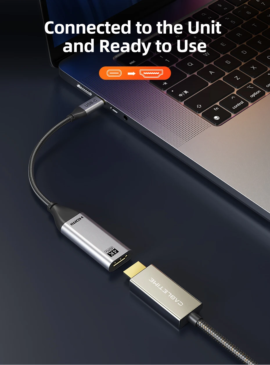 CABLETIME HDMI zu USB Typ C Adapter 4K 60Hz USB 3.1 für iPhone MacBook Pro Air iPad Samsung USB C zu HDMI Konverterkabel – Detail 5