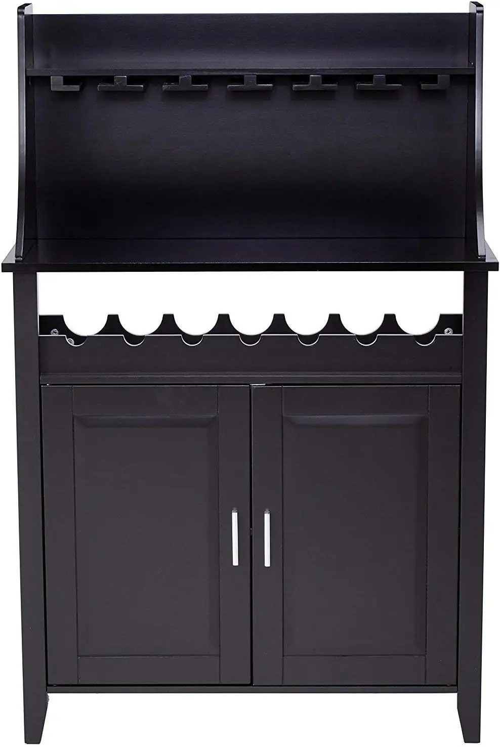 Wood Wine Rack Buffet & Storage Cabinet, Black, WR1345