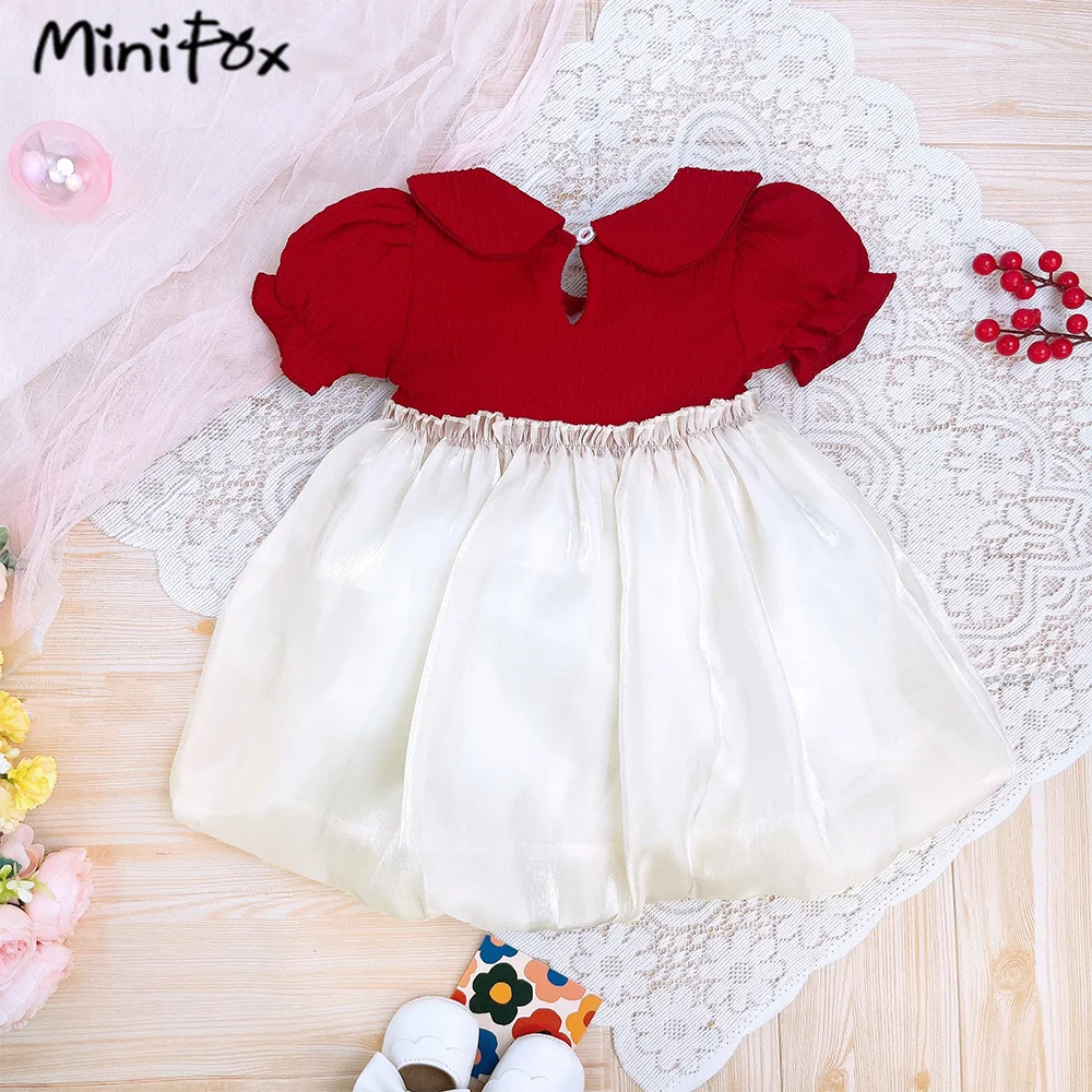 MiniFox 0-4Y Baby Princess Dresses Summer Puffy Sleeve Cartoon Bear Dress For Girls Kids Party Gown Children Clothes Baby