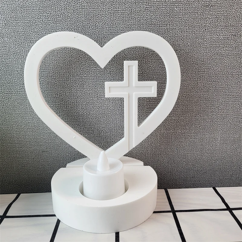 Easter Love Cross Candle Holder Silicone Mold DIY Kitchen Baking Resin Mold Home Decoration