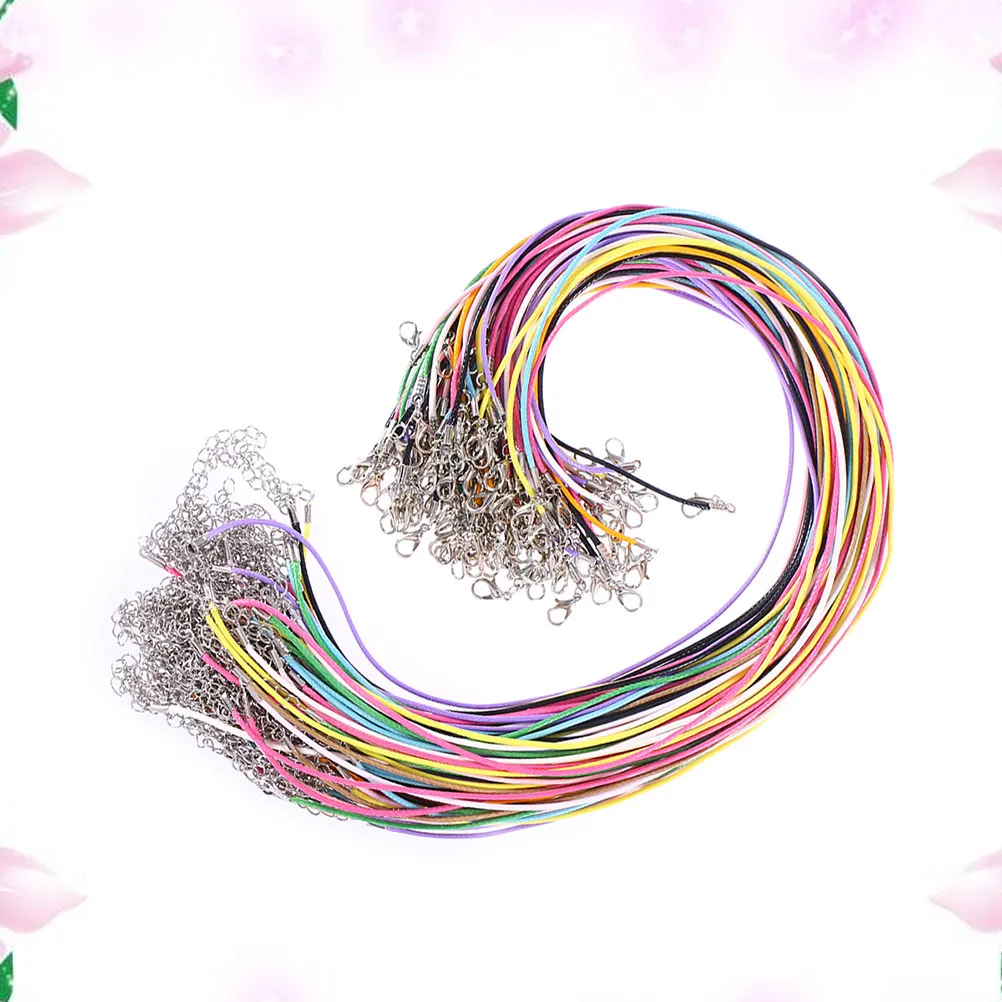 

50pcs 2Mm Necklace Cord Lobster Clasp Extension Chain Durable Jewelry Making String For Diy Crafts Bracelets Necklaces Ankle
