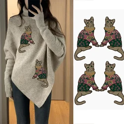 Ricamo Applique 1 Set adorabile cartone animato animale gatto adesivo Patch abbigliamento per t-shirt maglione Patch cucire su forniture fai da te