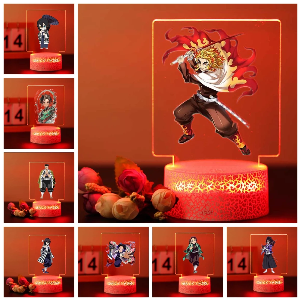 Demon Slayer's Blade Flame Pillar Acryl-LED-Nachtlampe für Kinderzimmerdekoration, das Geburtstagsgeschenk für Jungen und Mädchen