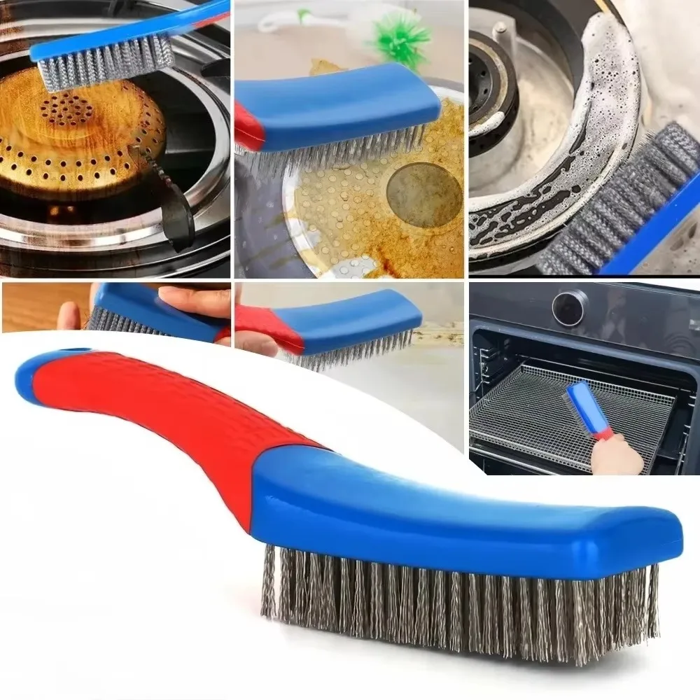 Heavy Duty Stainless Steel Wire Brush with Comfortable Plastic Handle for Effective Rust Welding Slag Dirt And Paint Removal