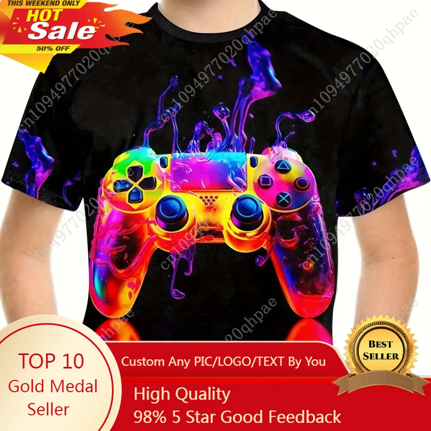 

T-Shirts for Boys Short Sleeve 3D Gamepad Print Kids Summer Clothes Casual Fashion O-Neck Boys Tshirt Tops Children's Clothing