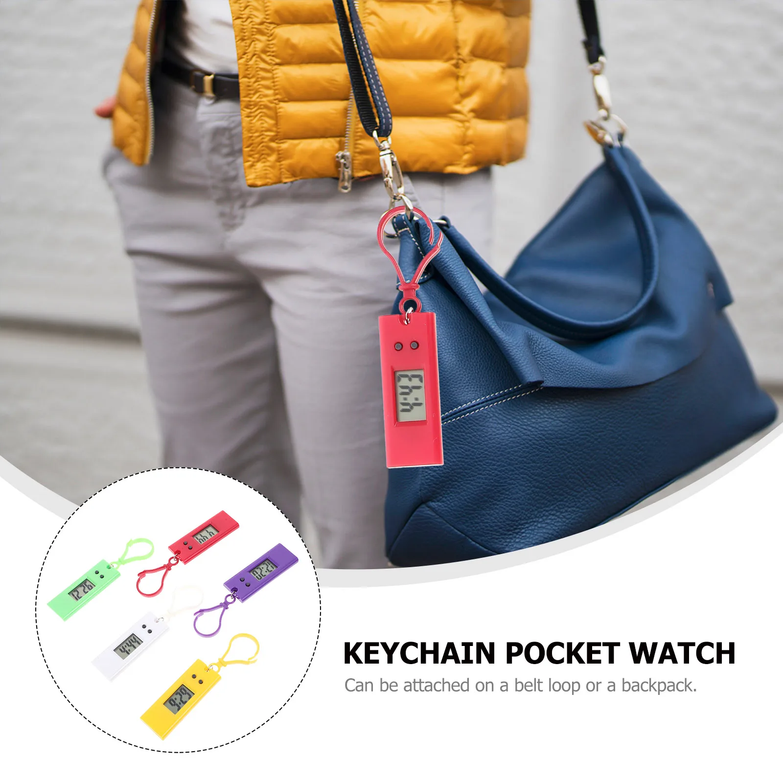 

Electronic Watch Key Chain Watch for Boys Girls Durable Clip On Belt Backpack Easy Time Reading Gifts