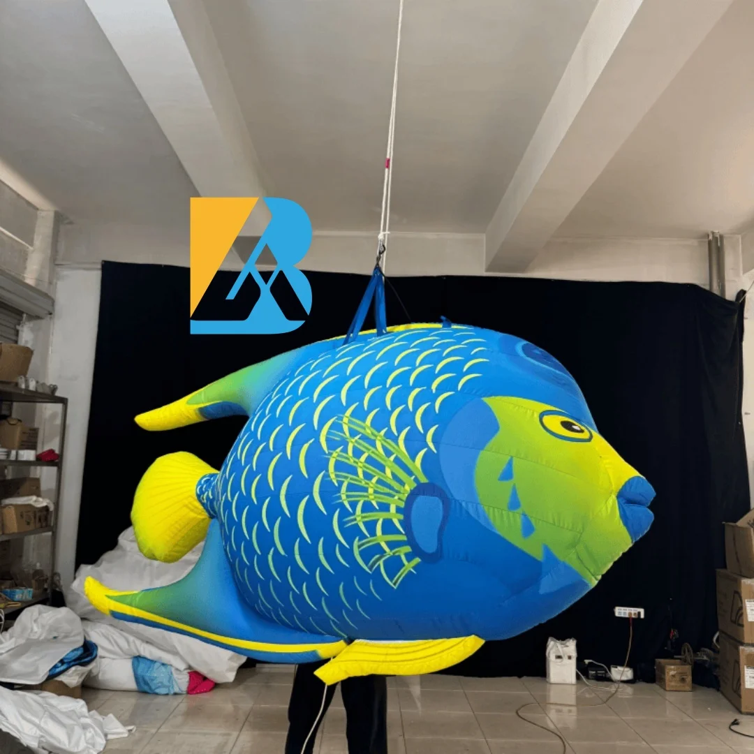 Bespoke Giant Hanging Blow up Air Fish Design for Birth Day Stage Decoration Toys