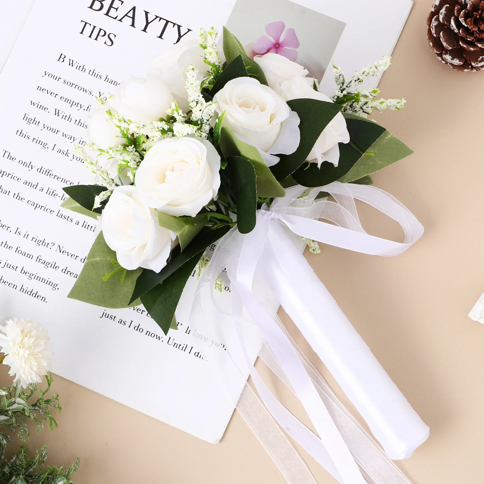 

2Pcs Exquisite Bridal Bouquets Artificial Bride Flowers Bridesmaid Wedding Comfortable Handle Versatile Bridal Bouquets