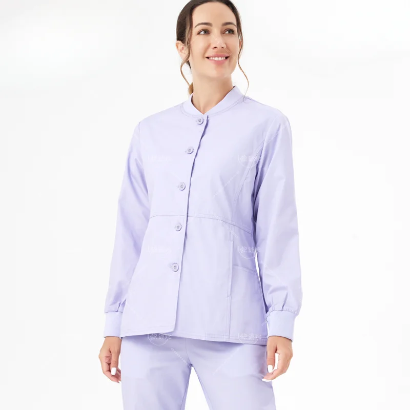 Newmodels Long Sleeves Scrubs Jacket Outfit Nurse Unifrom Out Coat Doctor Shirt Out Wear Women Men Nursing Top Hospital Clothing