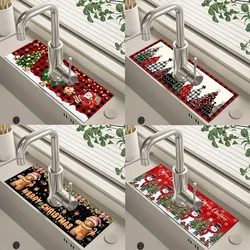 Christmas Kitchen Diatomaceous Earth Mat Faucet Absorbent Mat Home Bathroom Kitchen Countertop Accessories Christmas Decor 2025