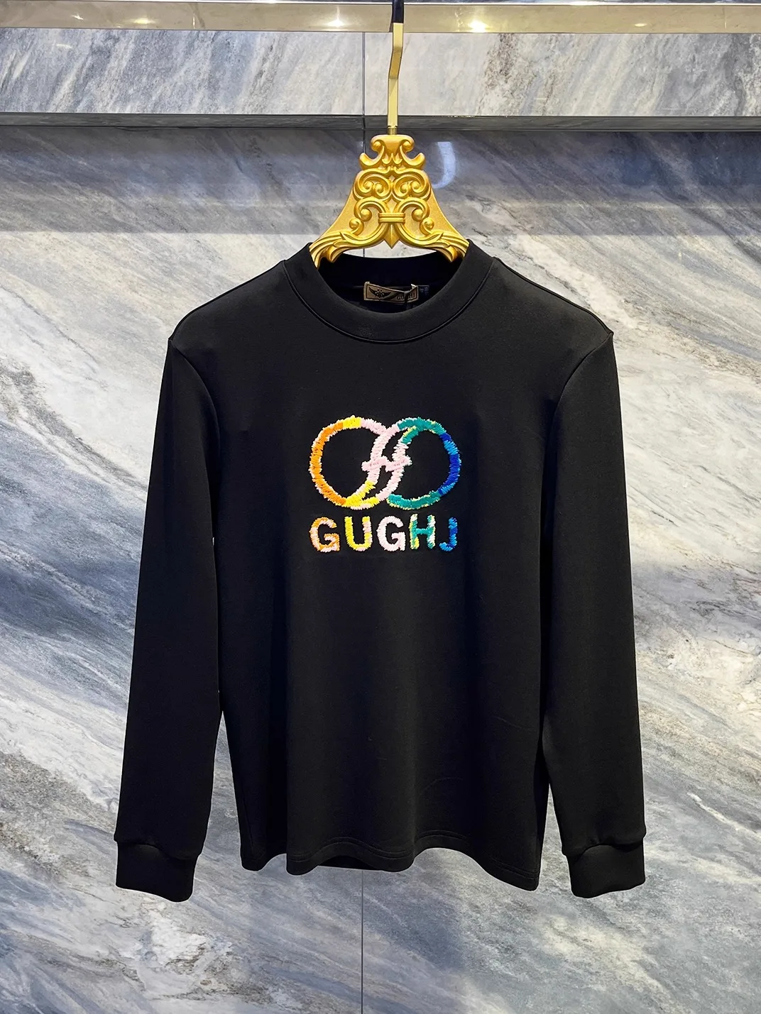 

Autumn 2025 Men's round Ne Long Sve Sweatirt Embroidered Letter Casual Versatile Top Cotton Polyester Blend Stand Fit