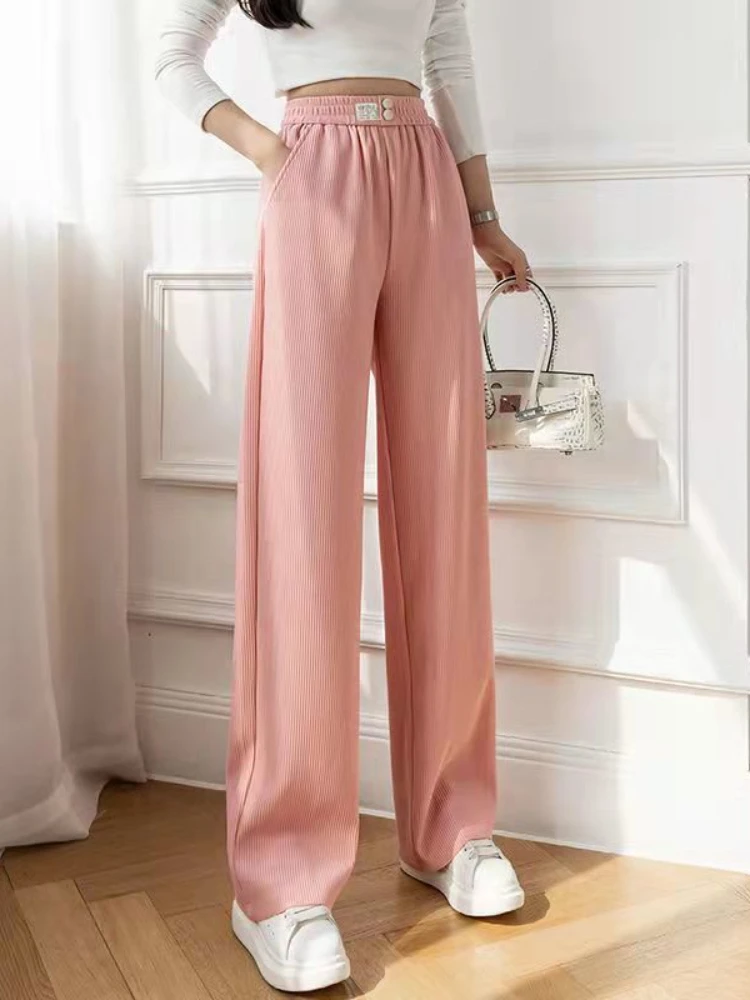 Spring and Summer Wide Leg Pants Women New Thin High Waist Mopping Solid Pants Female Straight Casual Trousers