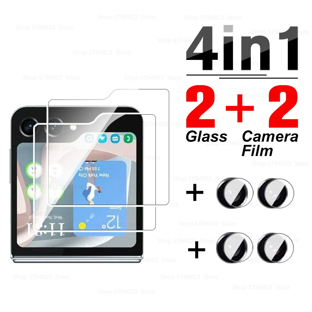 واقي شاشة من الزجاج المقسى لهاتف samsung galaxy z flip 6 ، 5g ، 4in 1