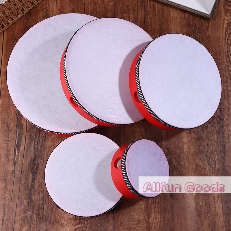 [TG835]Kids Wooden Hand Drum Music Percussion Instrument Red Handheld Percussion Hand Drum Educational Toys Hand Beat
